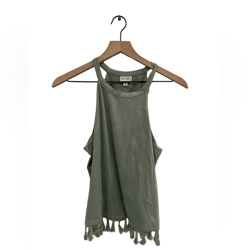 H.I.P Soft Green Fringe Top
